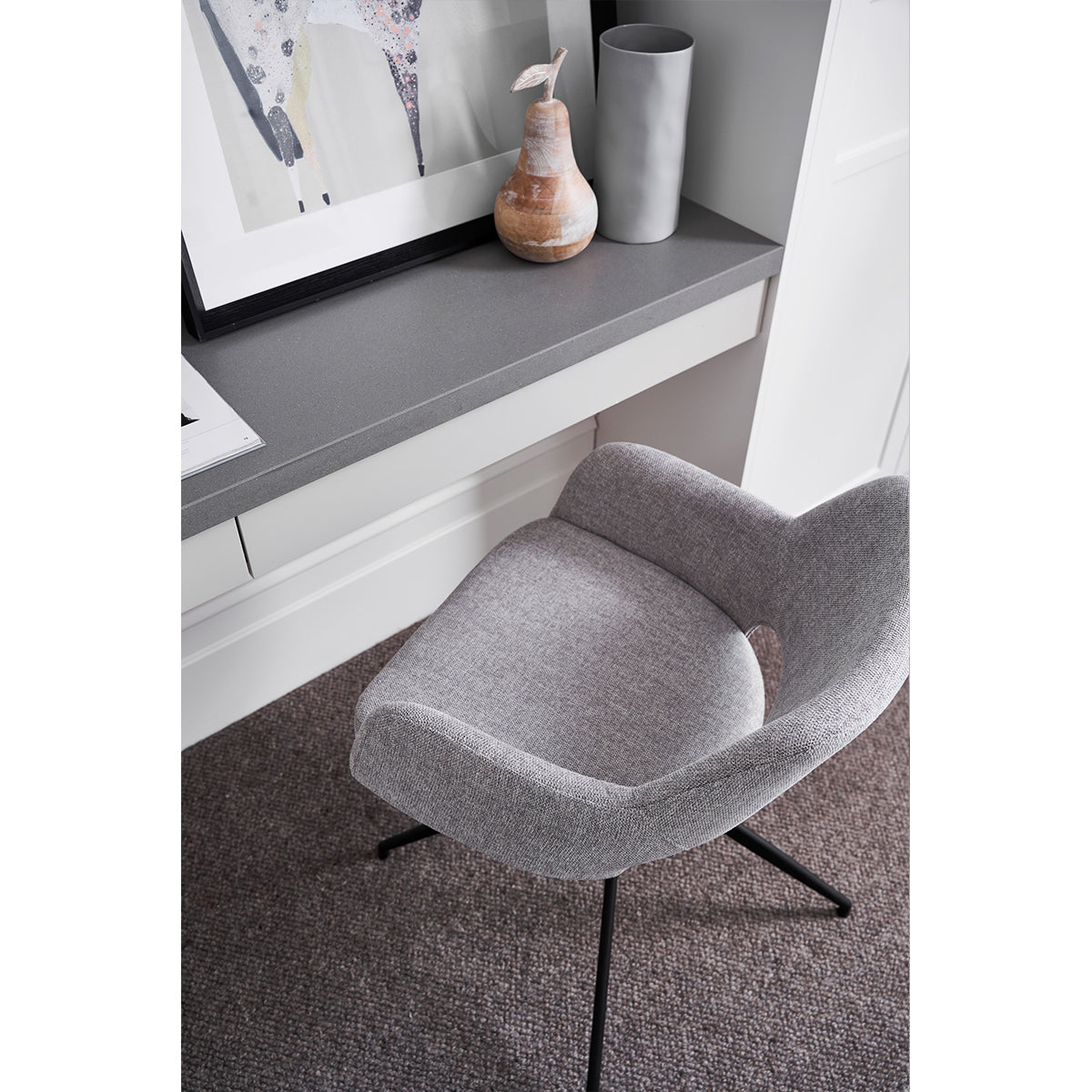 Timmy Swivel Dining Chair (Soft Grey Fabric).