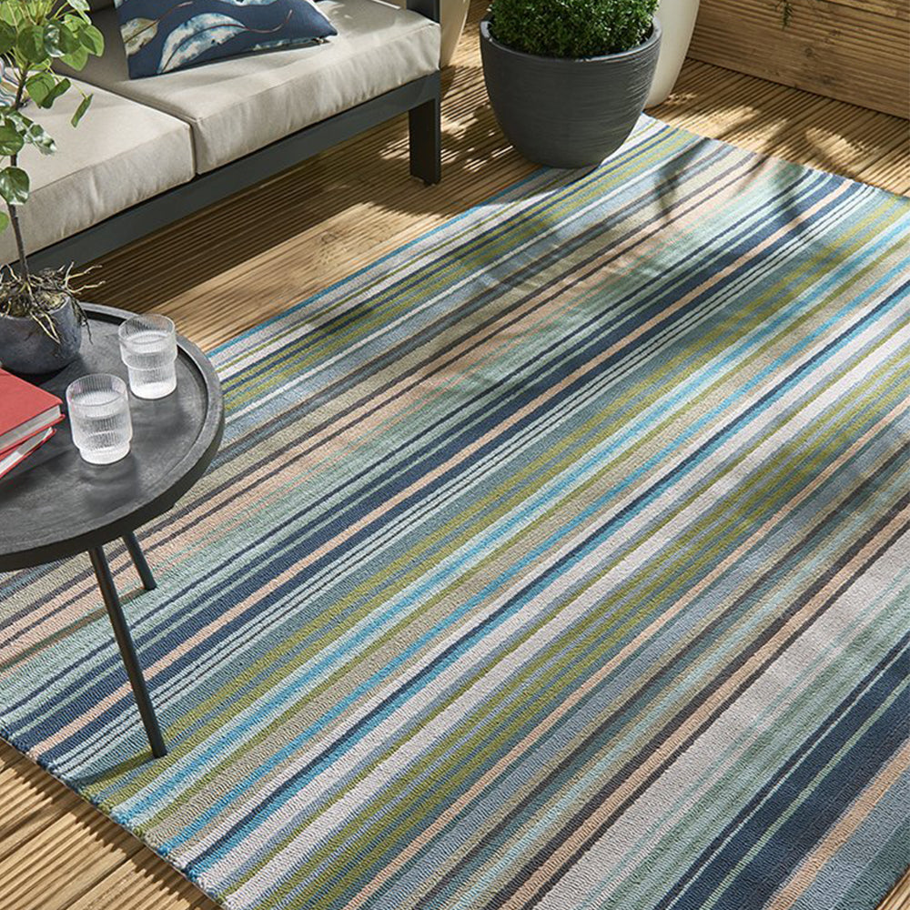 Spectro Stripes Outdoor Rug (Marine).