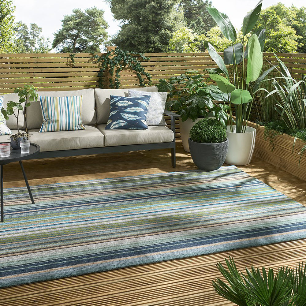 Spectro Stripes Outdoor Rug (Marine).