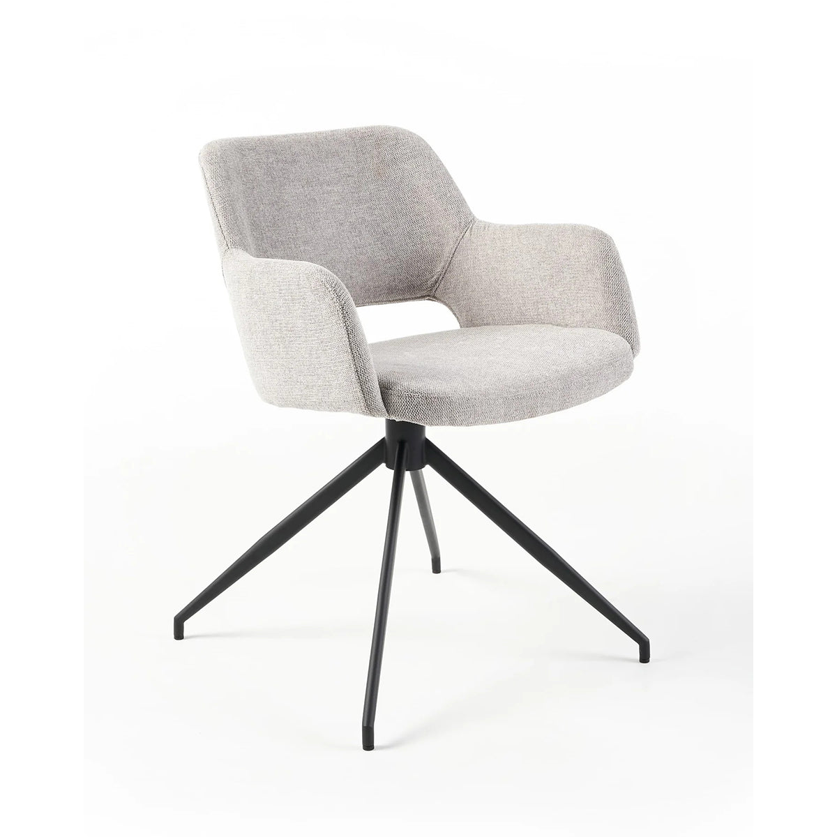 Timmy Swivel Dining Chair (Soft Grey Fabric).