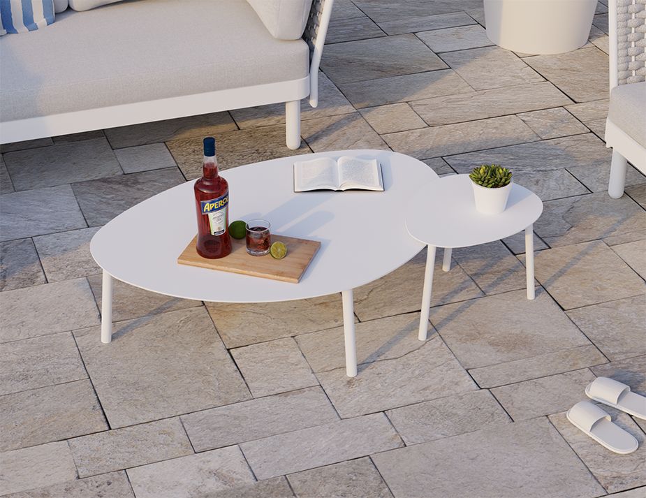 Volla Outdoor Side Table (White).