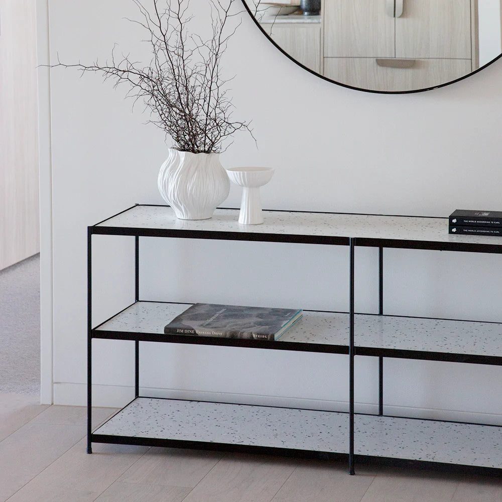 Luwin Console Table - Black/White Terrazzo