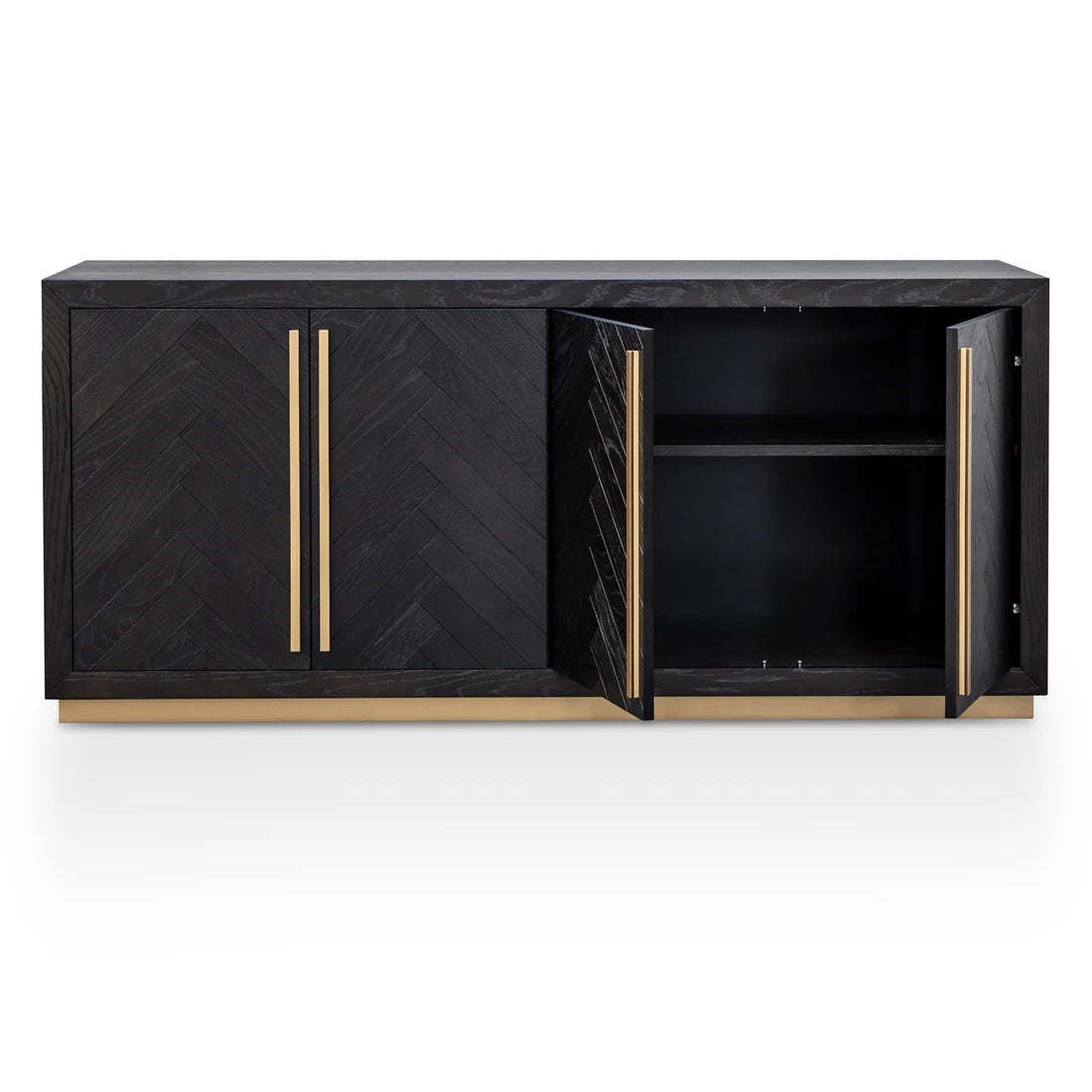 Wilma Wide Wooden Sideboard - Peppercorn and Brass