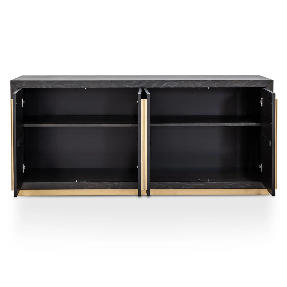 Wilma Wide Wooden Sideboard - Peppercorn and Brass