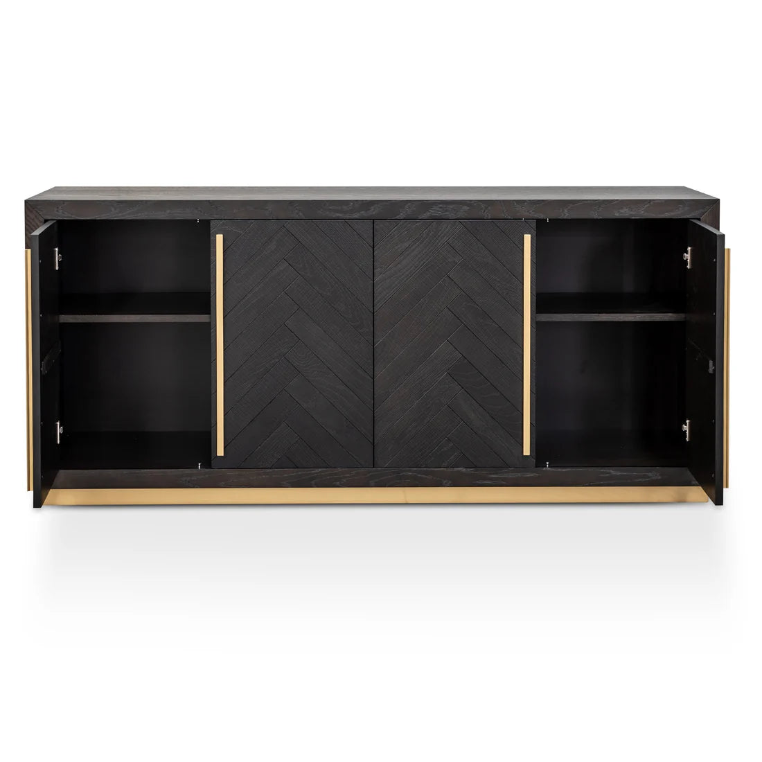 Wilma Wide Wooden Sideboard - Peppercorn and Brass