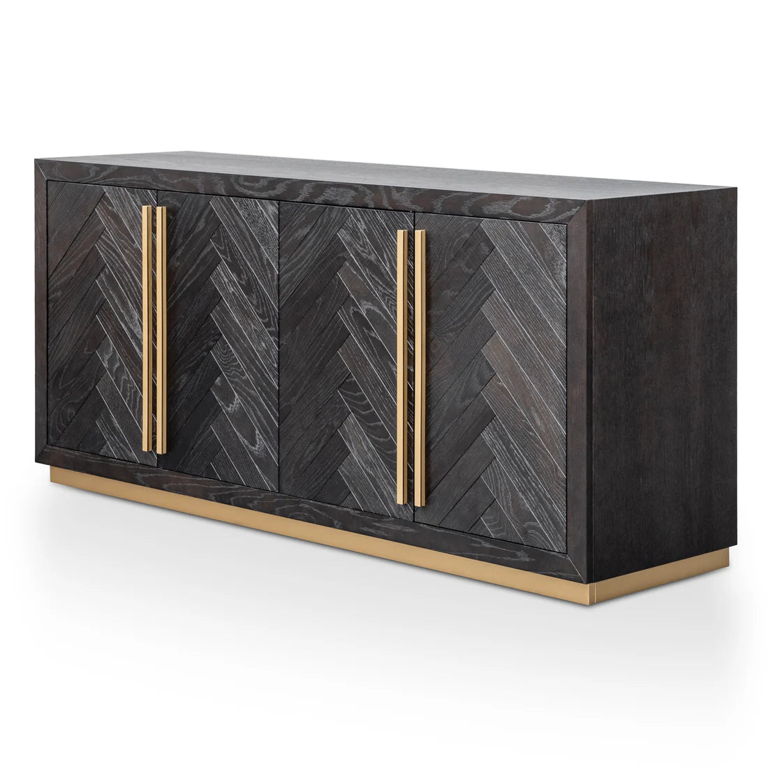 Wilma Wide Wooden Sideboard - Peppercorn and Brass