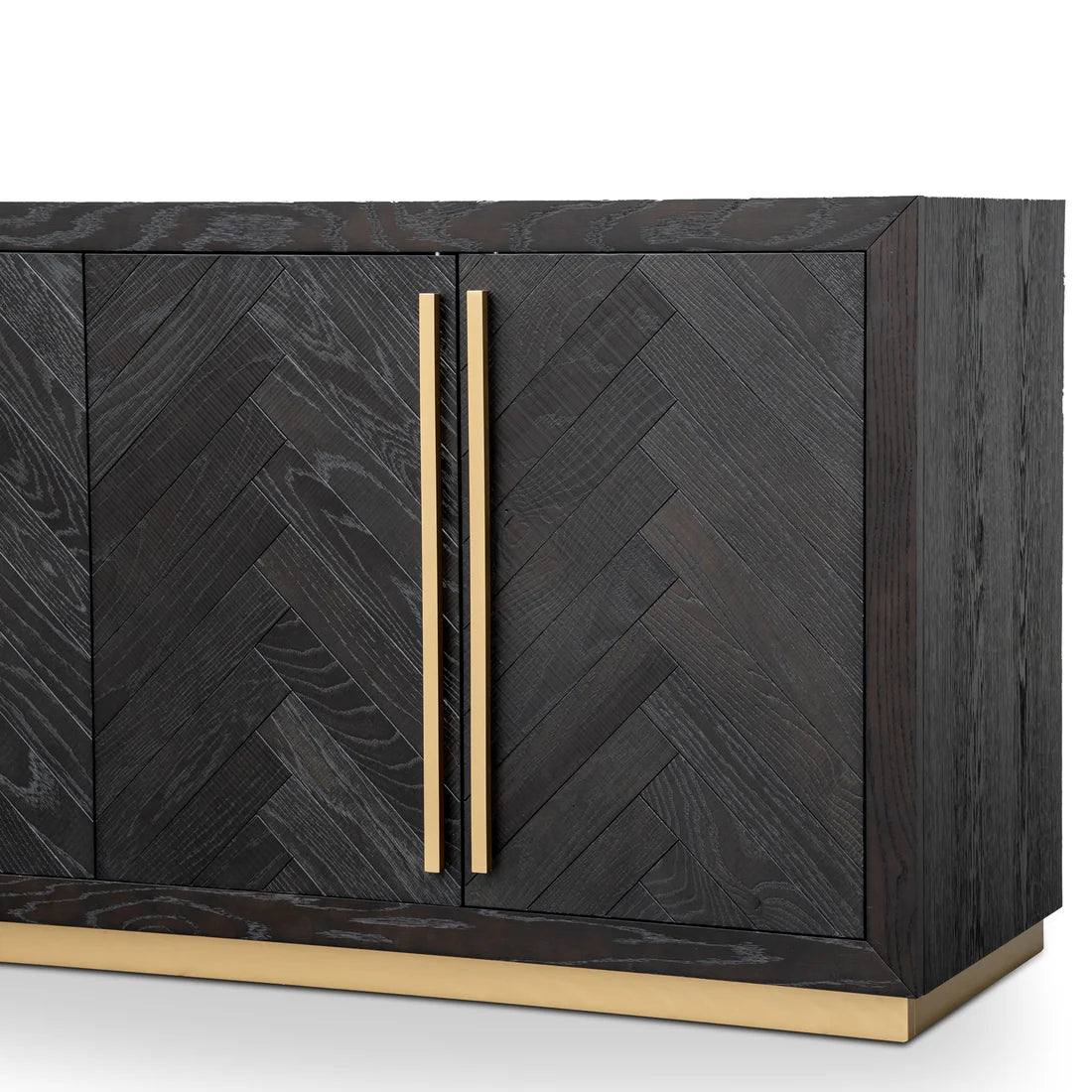 Wilma Wide Wooden Sideboard - Peppercorn and Brass