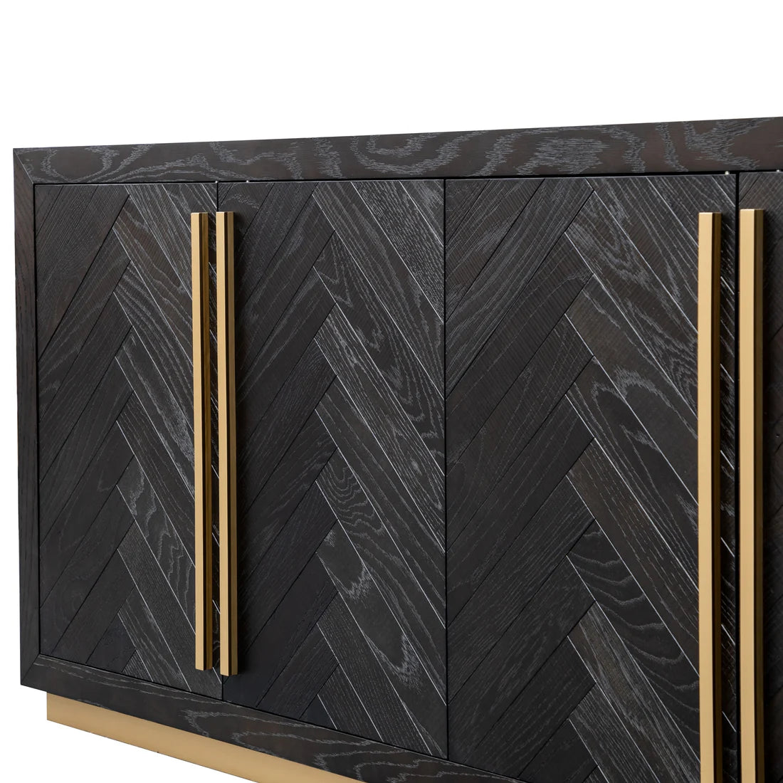 Wilma Wide Wooden Sideboard - Peppercorn and Brass