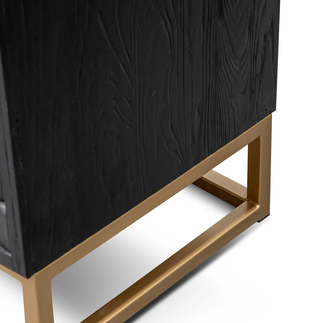 Mildred Sideboard - Black ELM Wood with Gold Handle