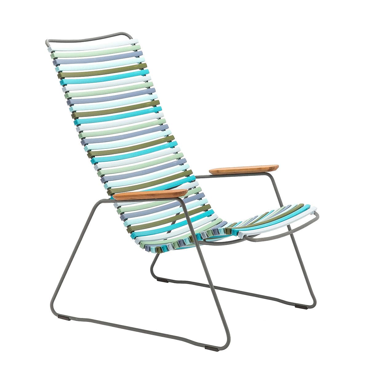 Click Outdoor Lounge Chair With Armrest (Blue Stripe).
