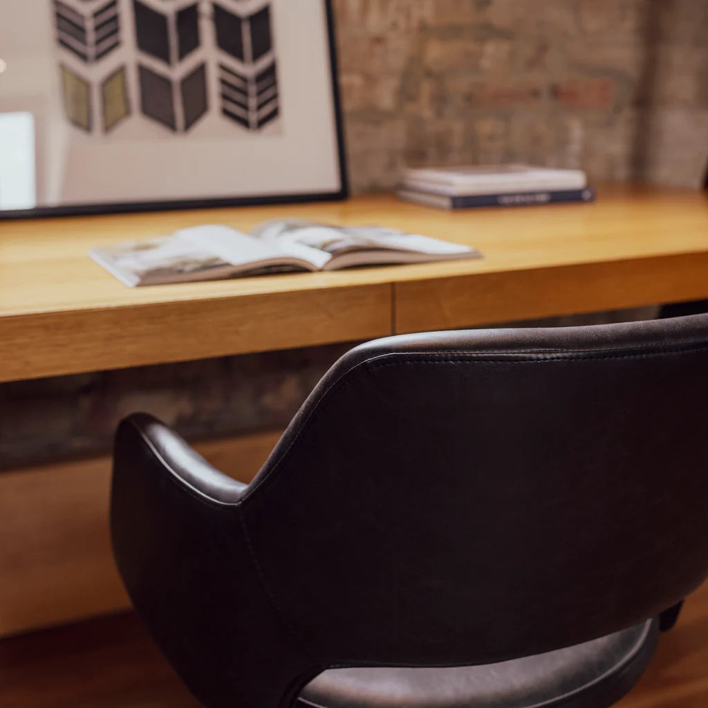 Timmy Swivel Dining Chair - Black Leather