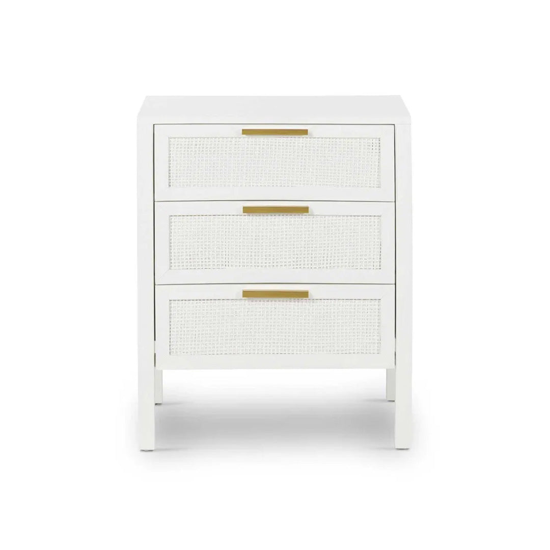 Santorini Bedside Table With 3 Drawers (White)
