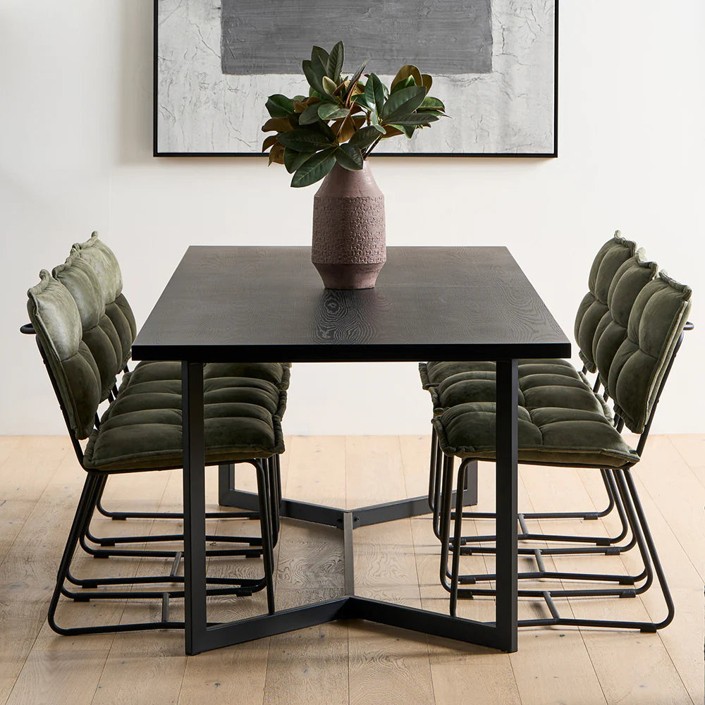 Cecil Dining Chair - Olive Green Leather