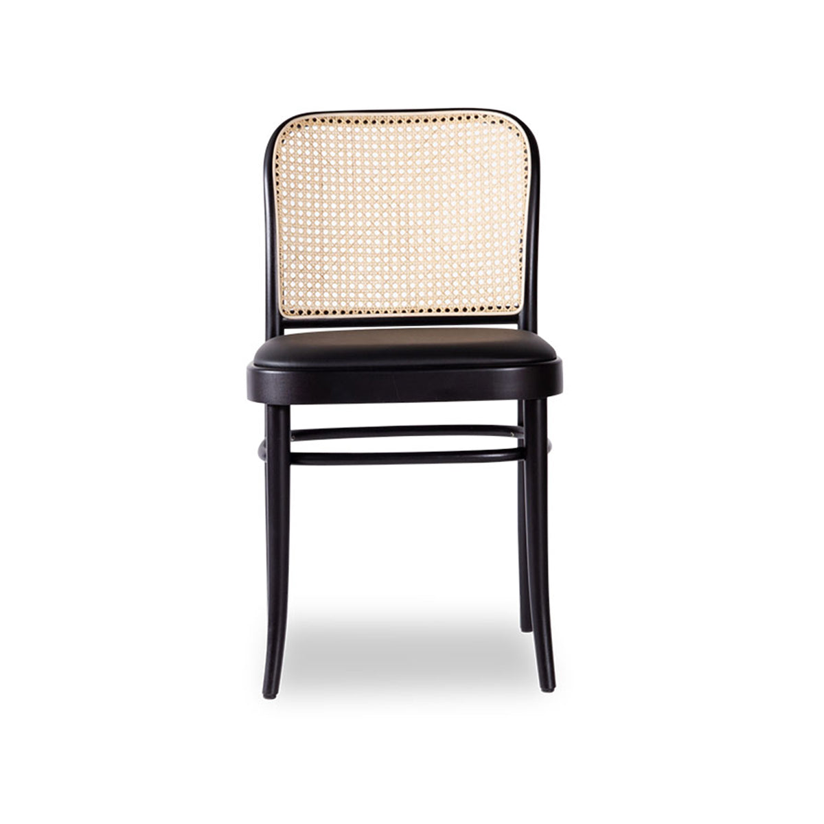 811 Hoffmann Chair - Padded Seat/Cane Backrest (Black Stain).