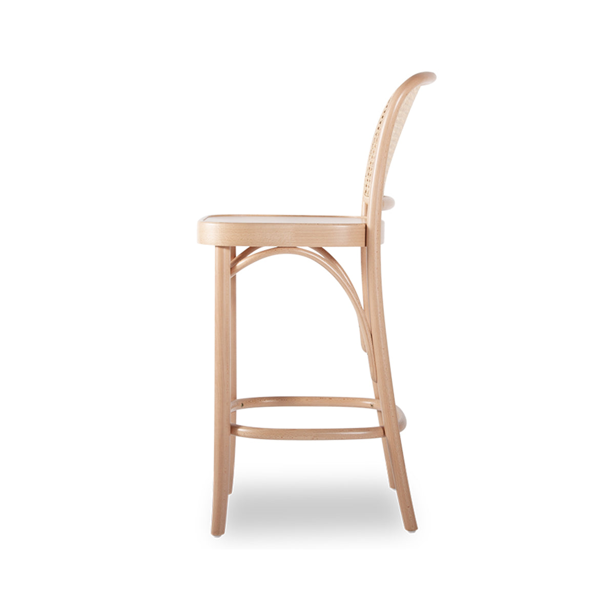 811 Hoffmann Bar Stool - Wood Seat/Cane Backrest (Natural).