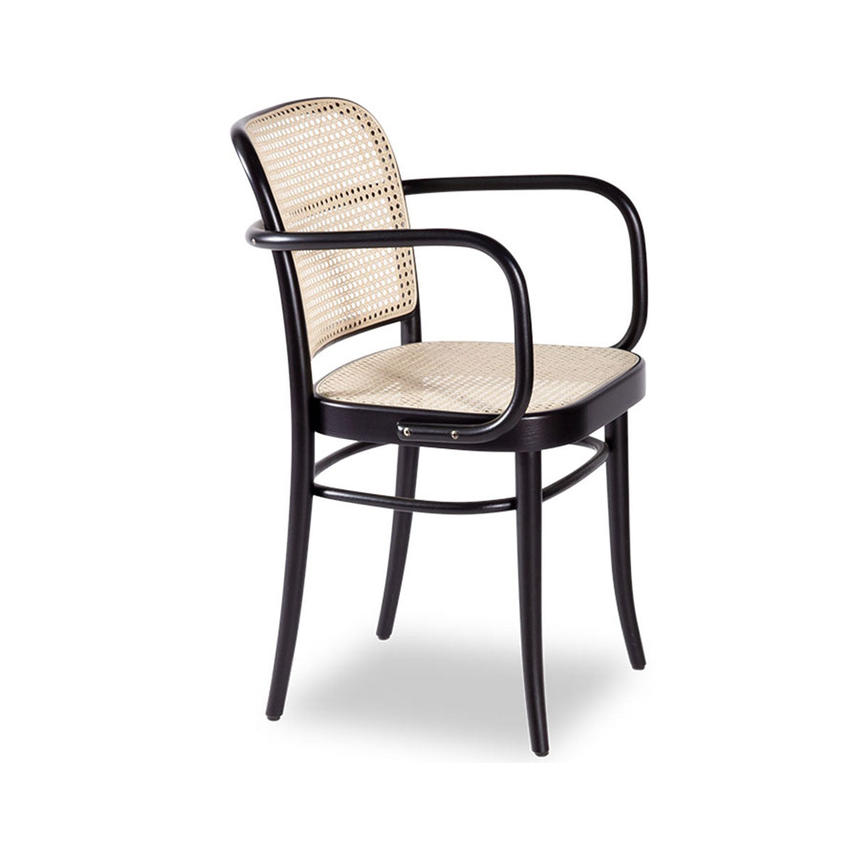 811 Hoffmann Armchair - Cane Seat/Cane Backrest (Black Stain).