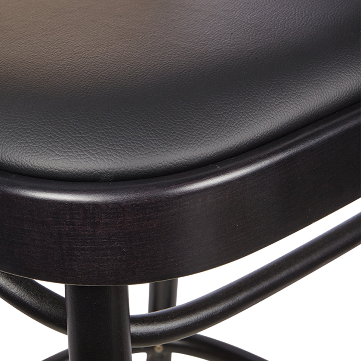 811 Hoffmann Bar Stool - Upholstered Seat/Cane Backrest (Black Stain).