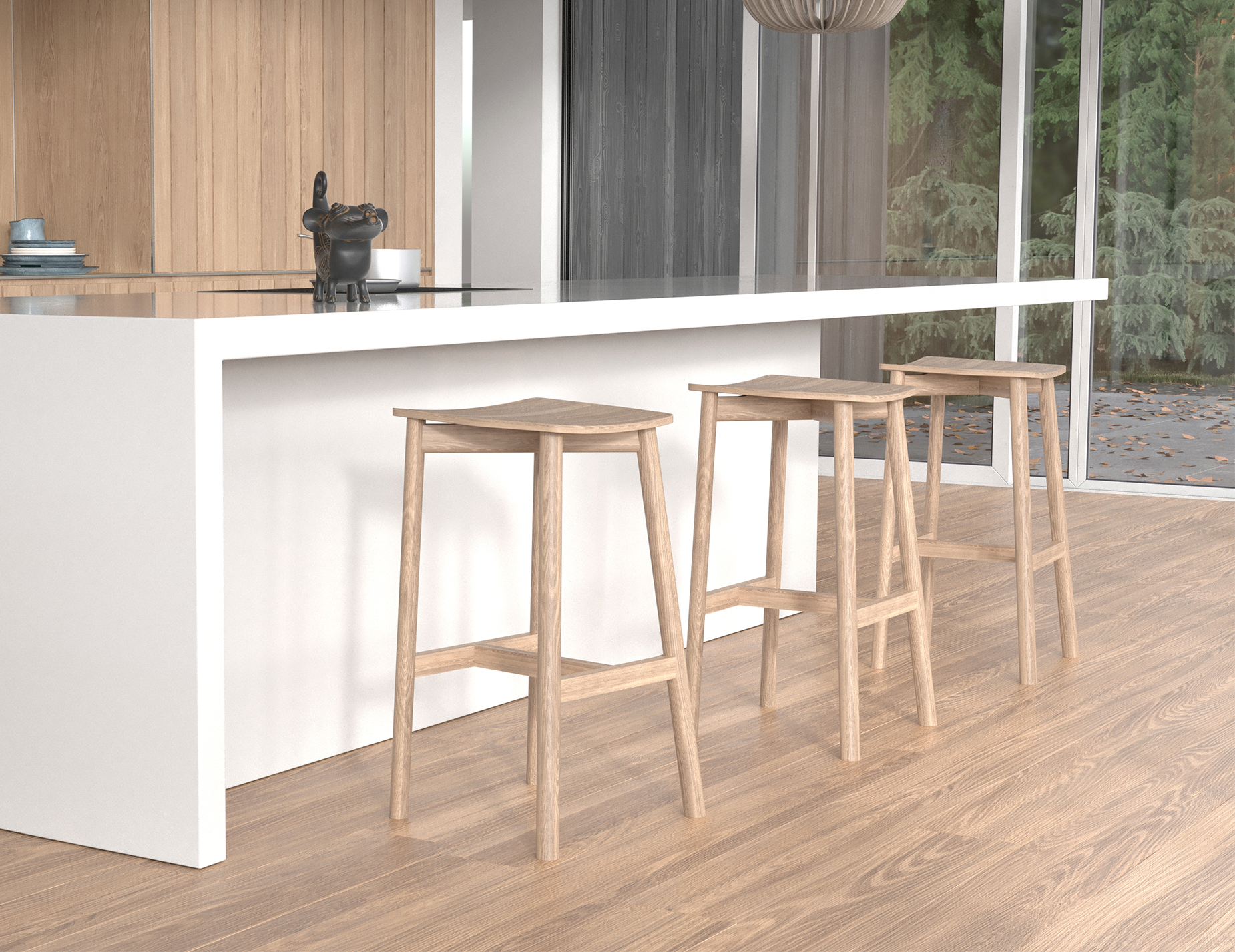 Andi Bar Stool - Backless - Natural Ash