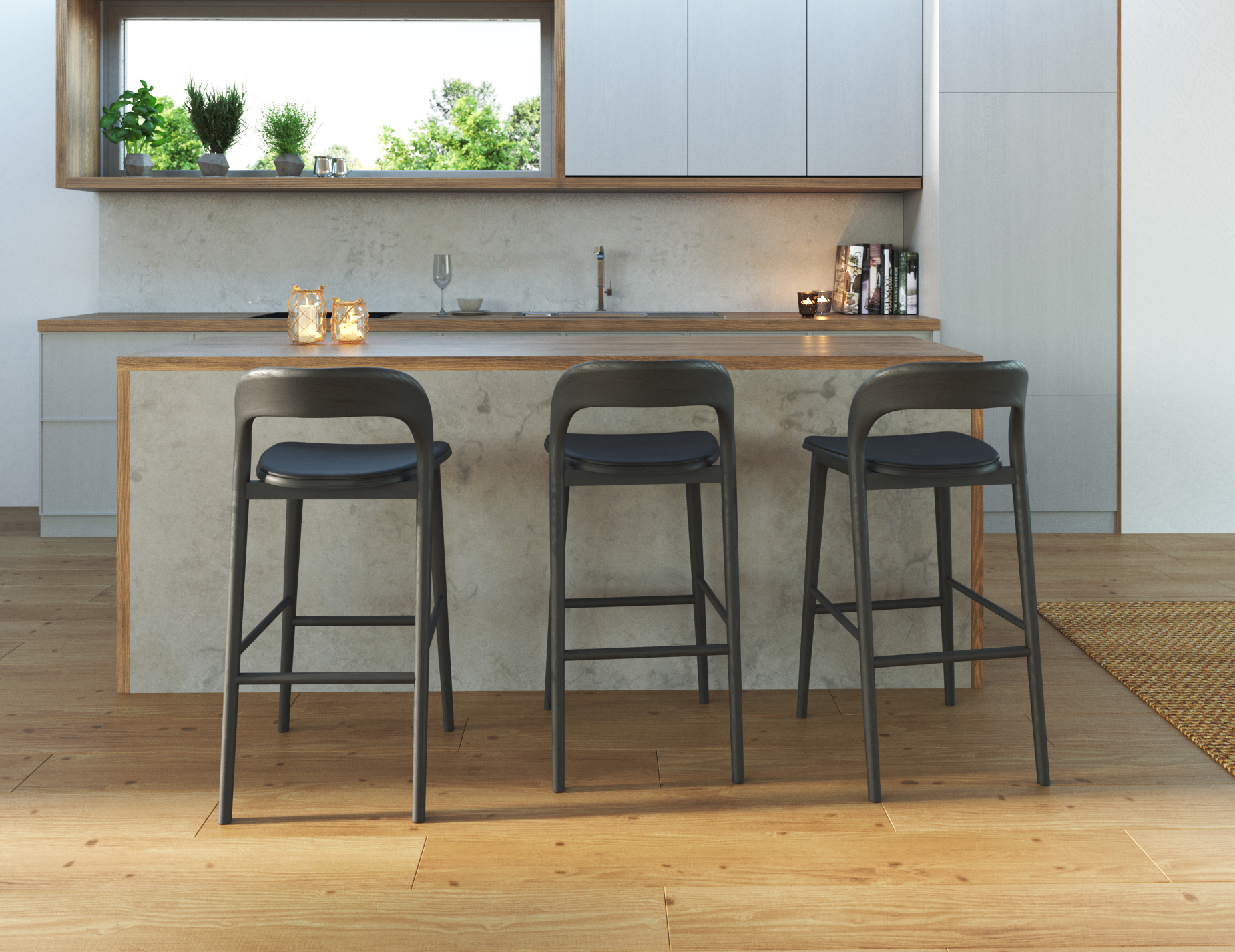 Mia Bar Stool - Black with Pad