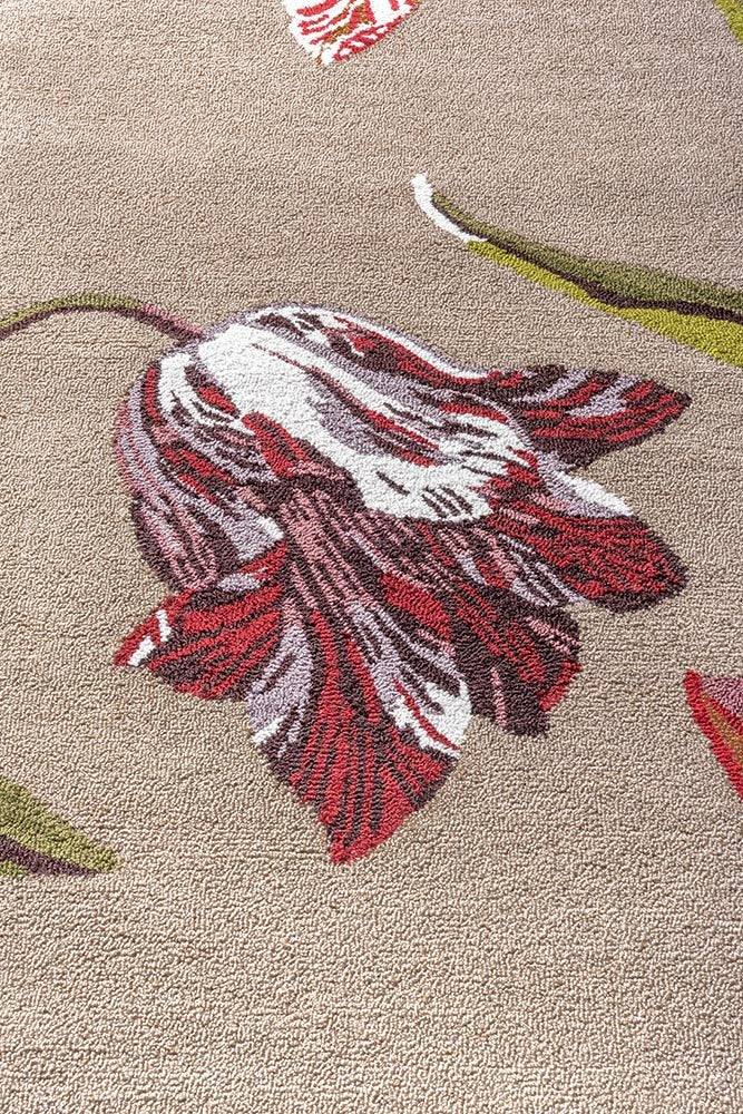 Botanical Tulip Rug - Burgundy - Outdoor - 455610