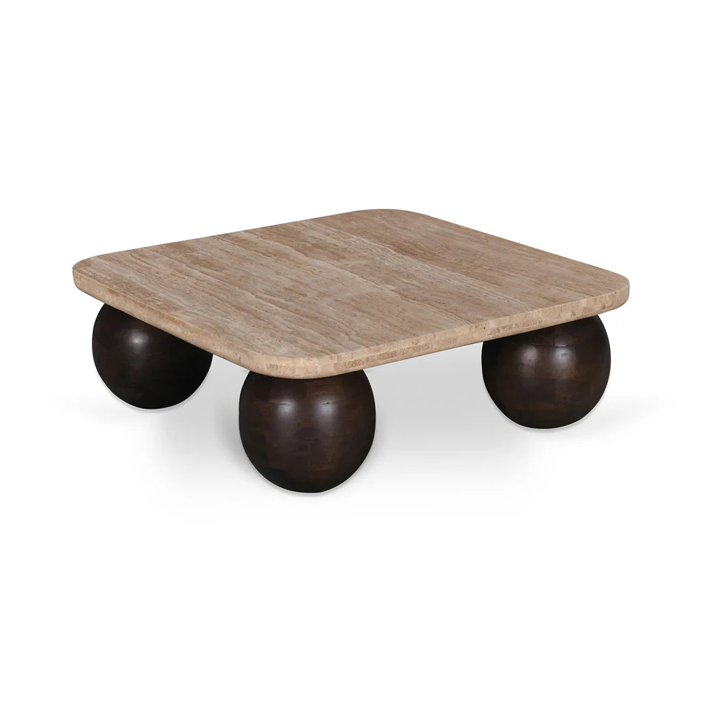 Omran Travertine Coffee Table - Walnut