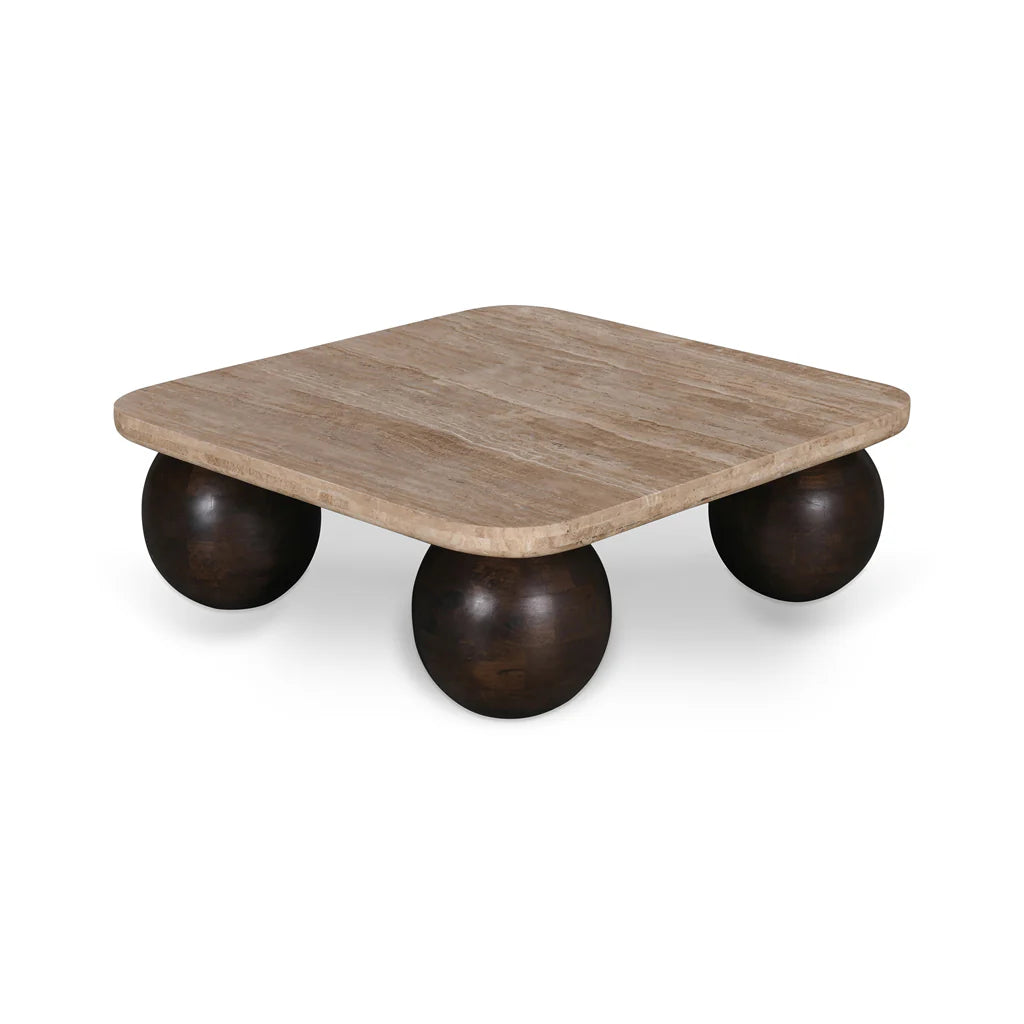 Omran Travertine Coffee Table - Walnut