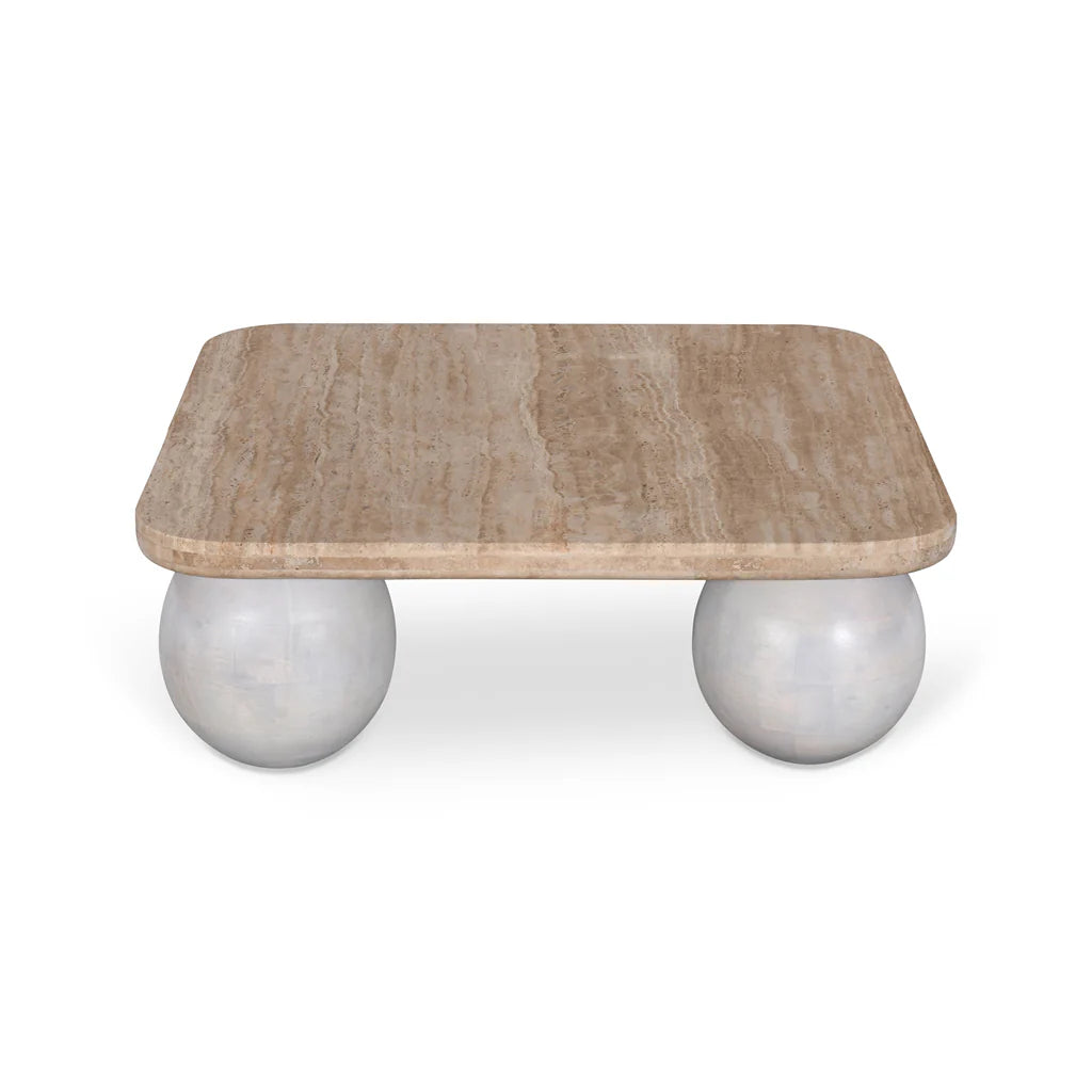 Omran Travertine Coffee Table - White