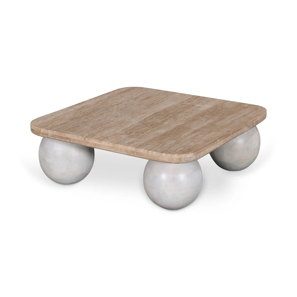 Omran Travertine Coffee Table - White