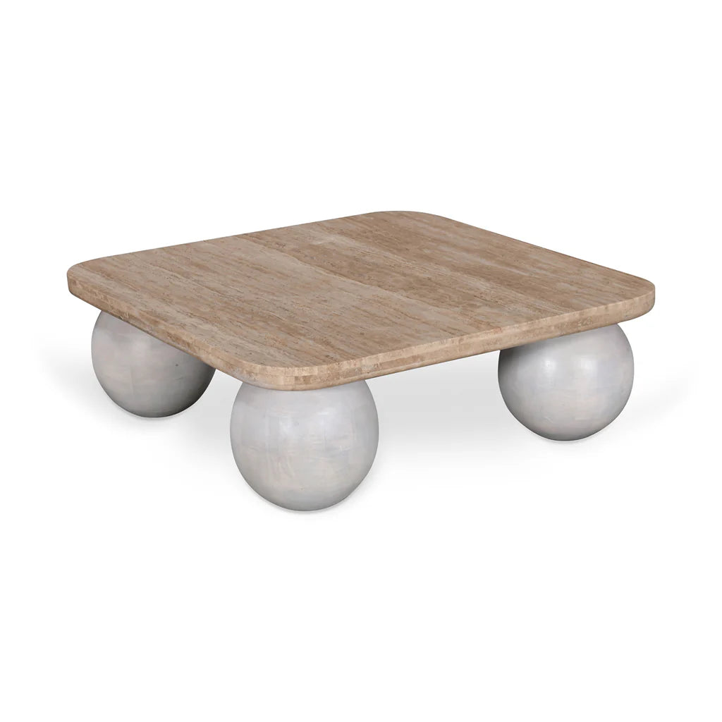 Omran Travertine Coffee Table - White