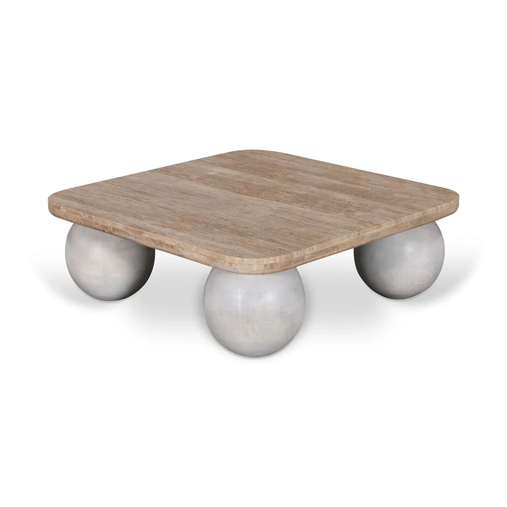 Omran Travertine Coffee Table - White