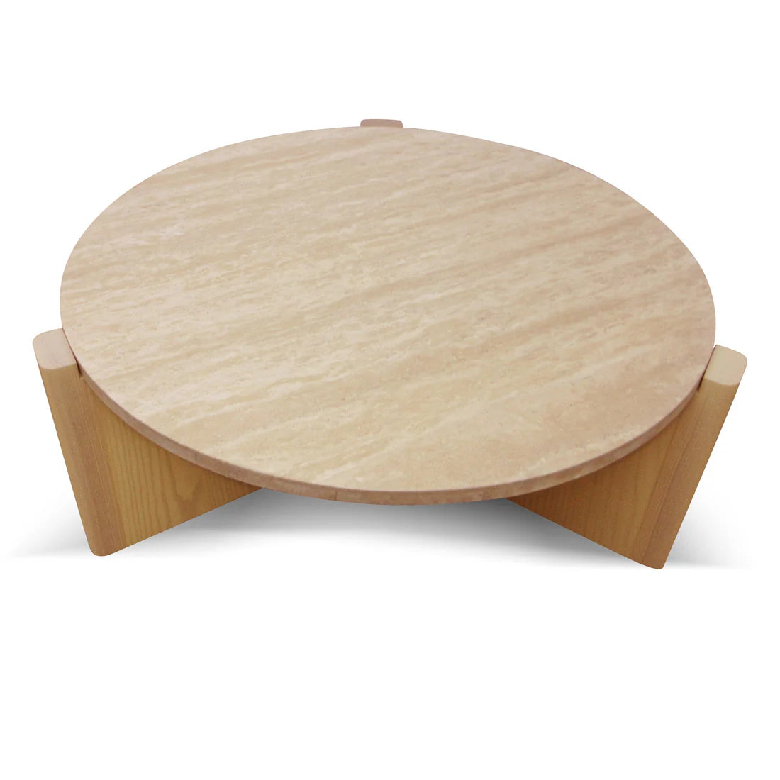 Linden Travertine Top Round Nested Table - Crème Ash