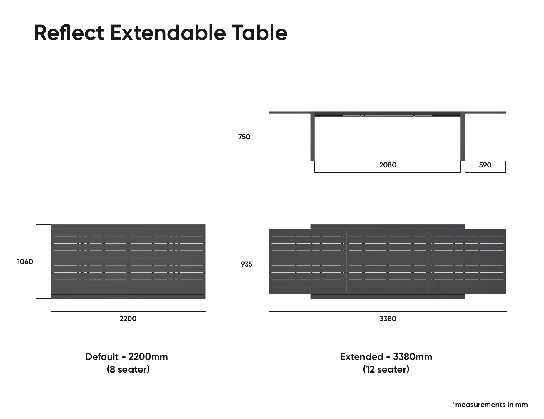 Reflect Outdoor Extendable Dining Table - Latte