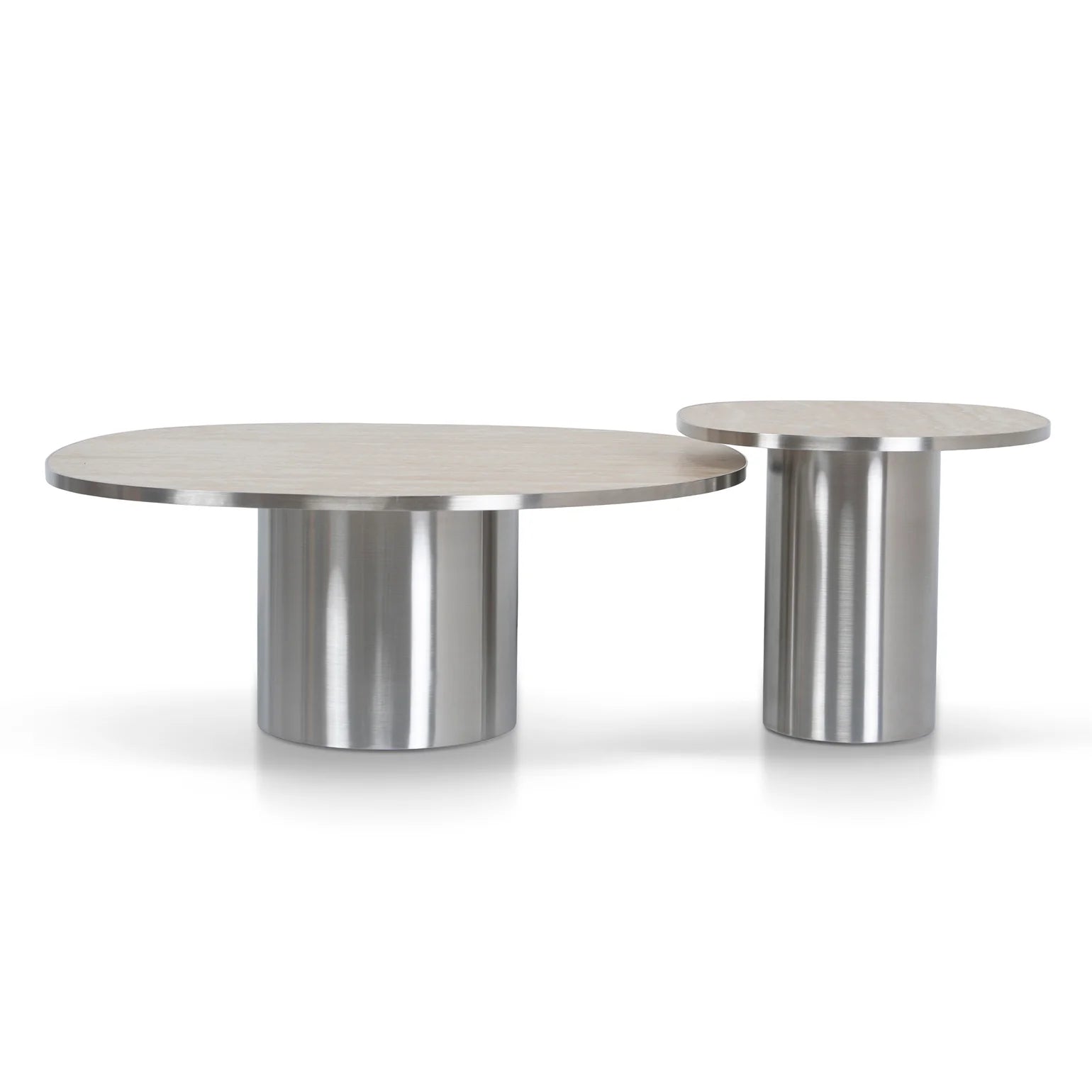 Aurum Nested Porcelain Coffee Table - Stainless Steel