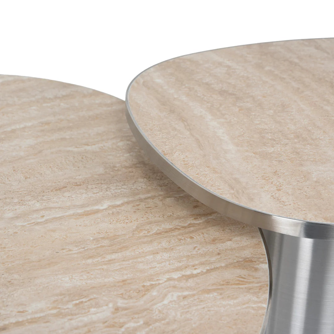 Aurum Nested Porcelain Coffee Table - Stainless Steel