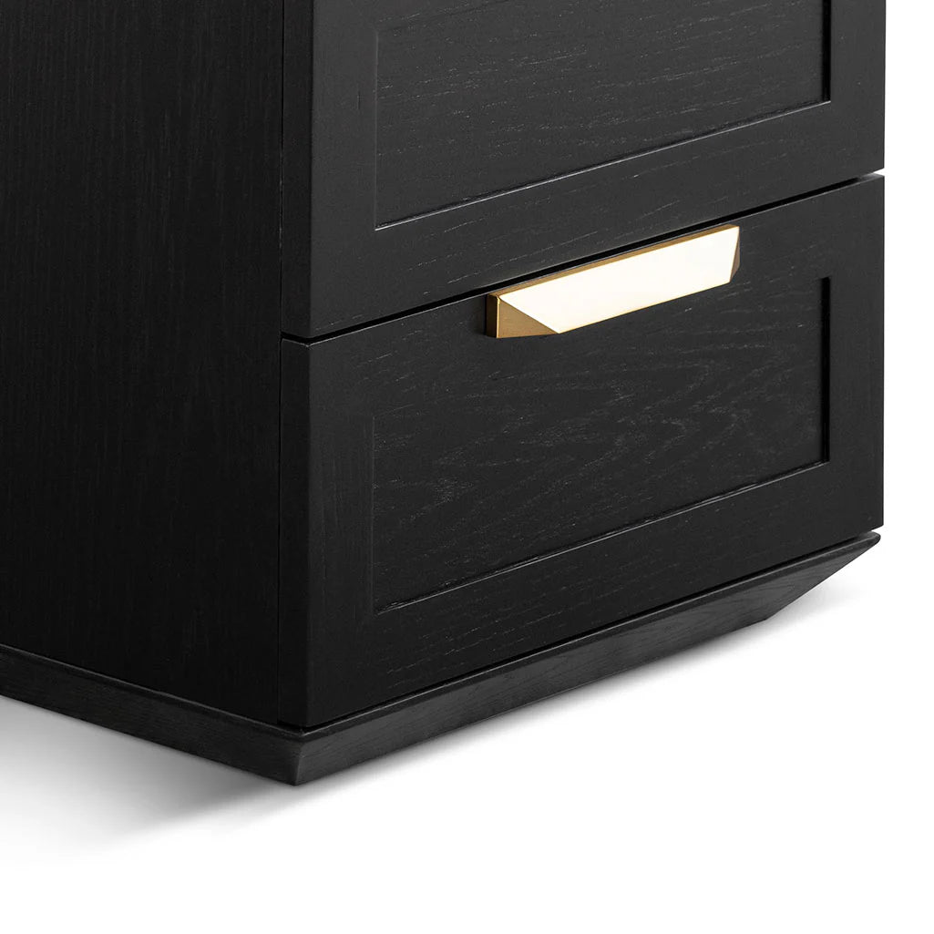 Nelda Bedside Table - Black with Marble Top