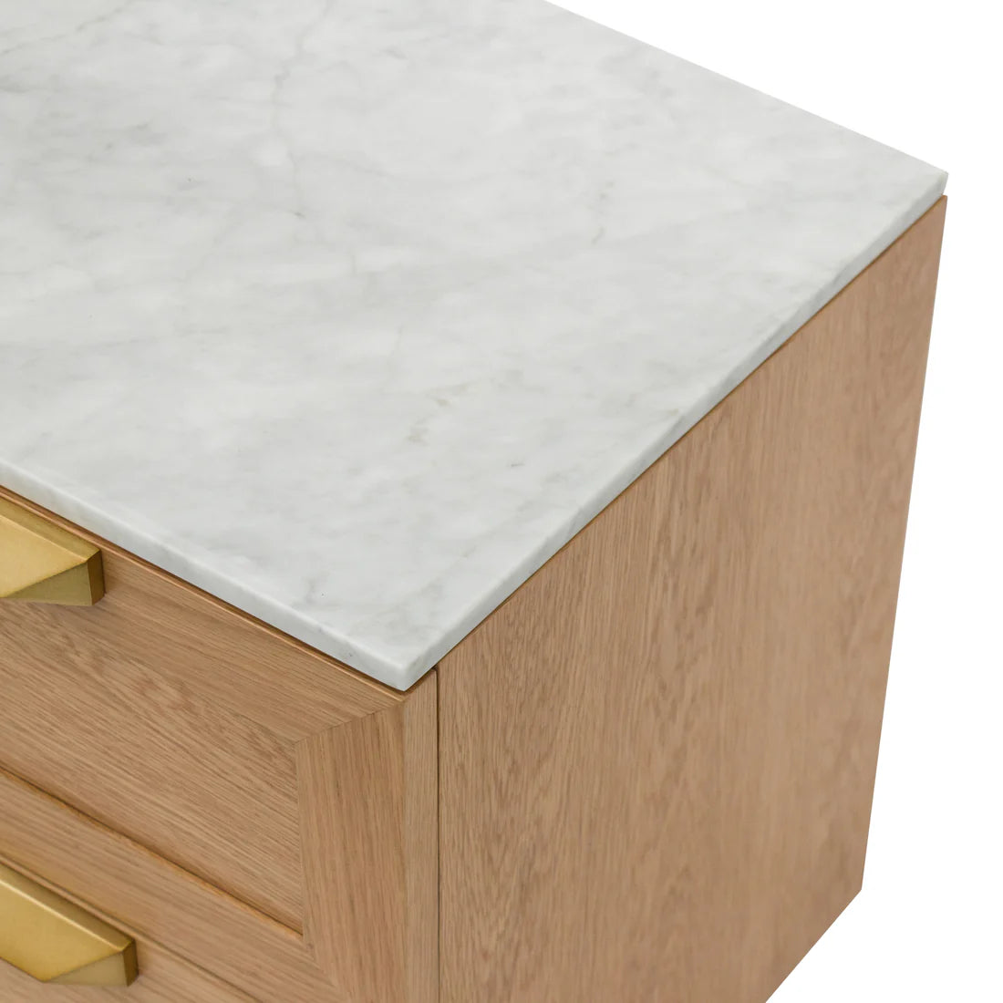 Nelda Bedside Table - Natural with Marble Top