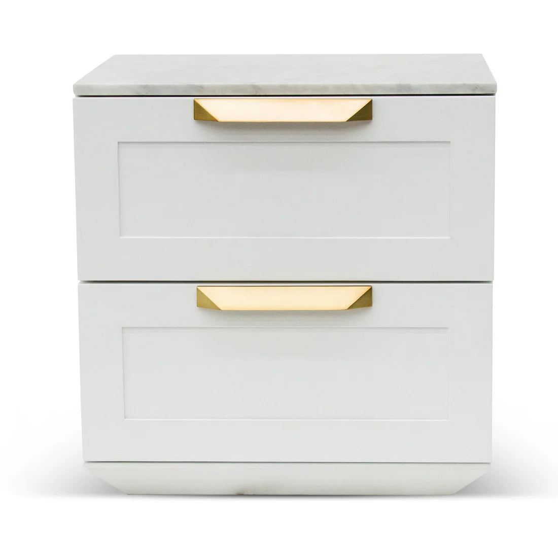 Nelda Bedside Table - White with Marble Top