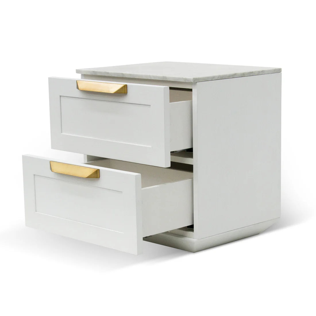 Nelda Bedside Table - White with Marble Top