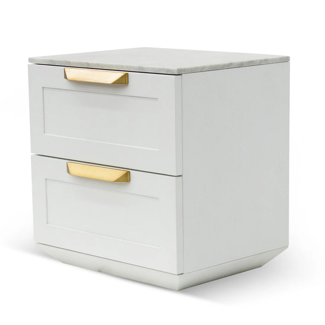 Nelda Bedside Table - White with Marble Top