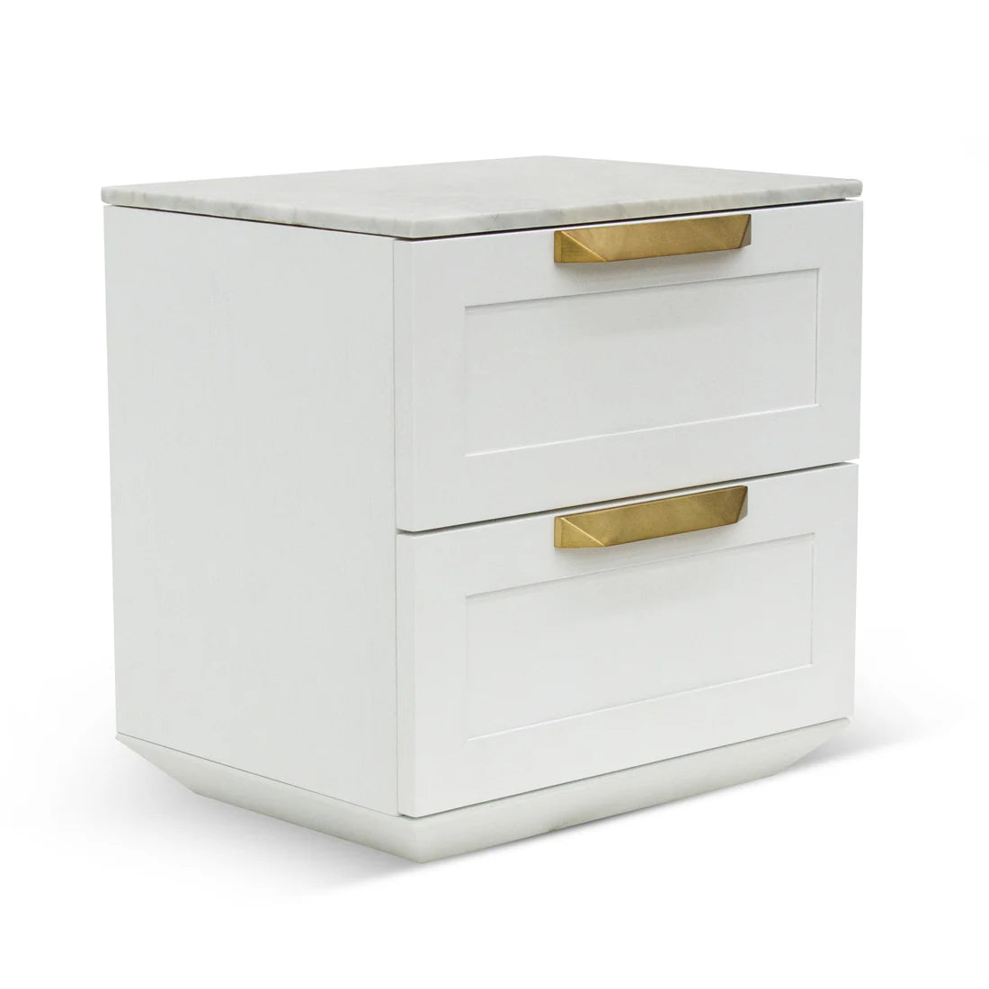 Nelda Bedside Table - White with Marble Top