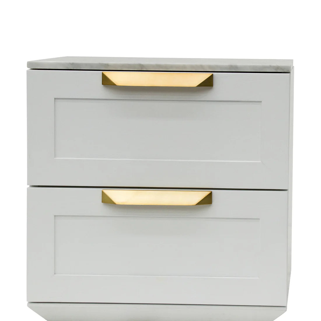 Nelda Bedside Table - White with Marble Top