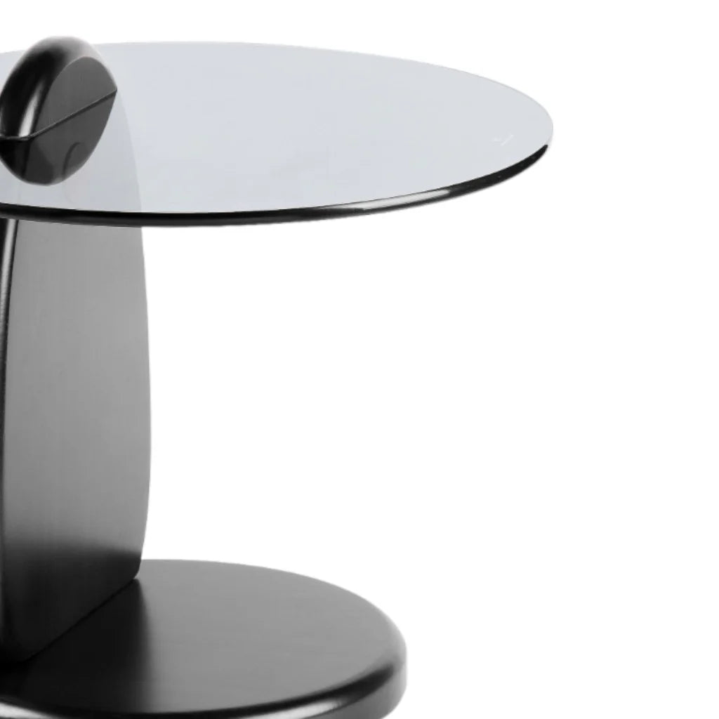 Vardo Round Glass Side Table - Full Black