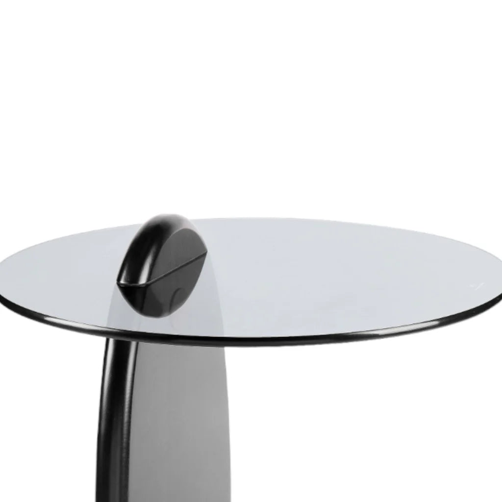 Vardo Round Glass Side Table - Full Black