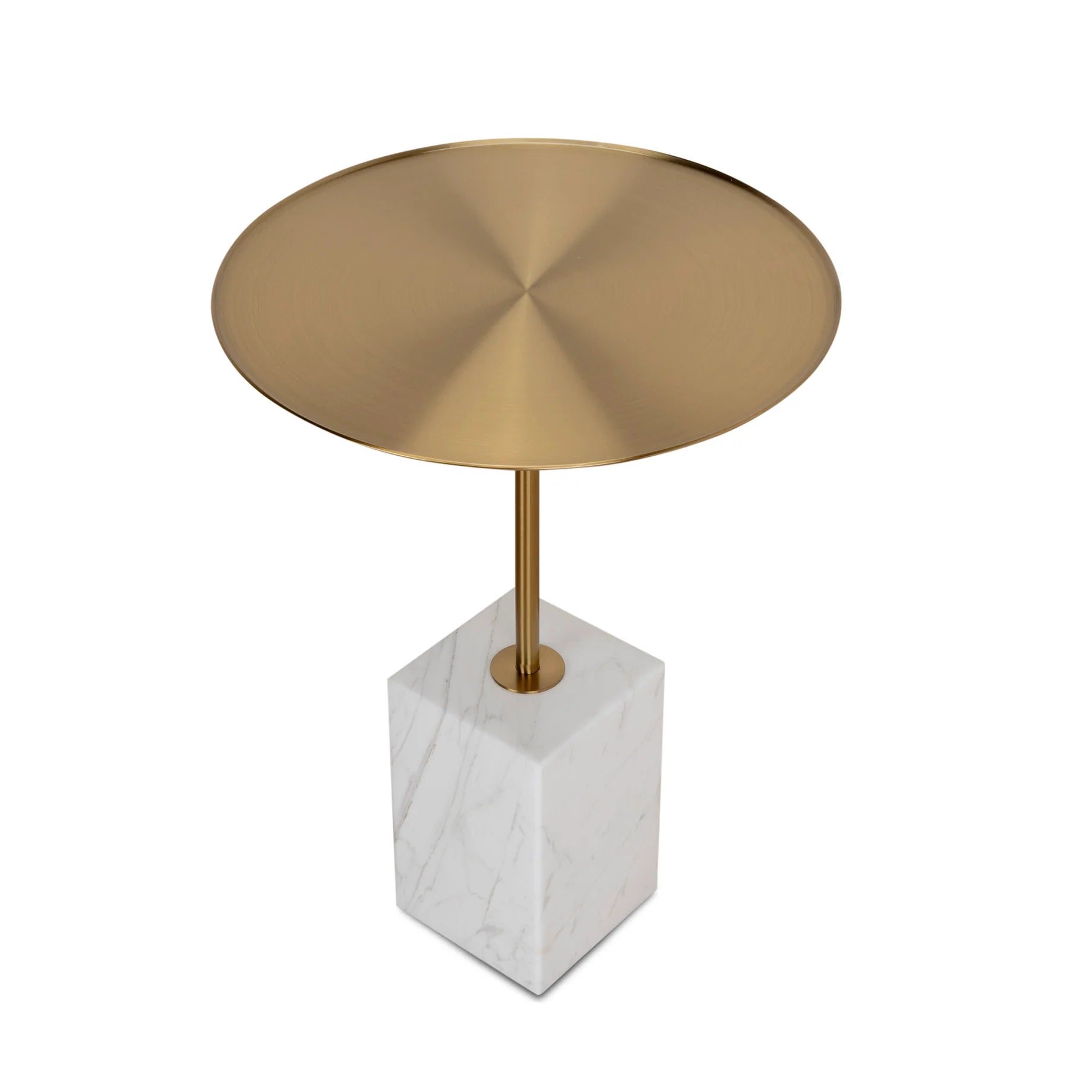 Pravina Brushed Gold Side Table - Carrara Marble