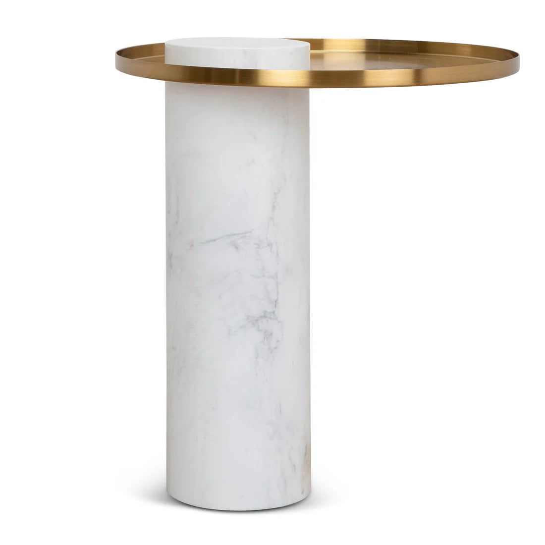 Marcela Round Side Table -  Brushed Gold/Carrara Marble