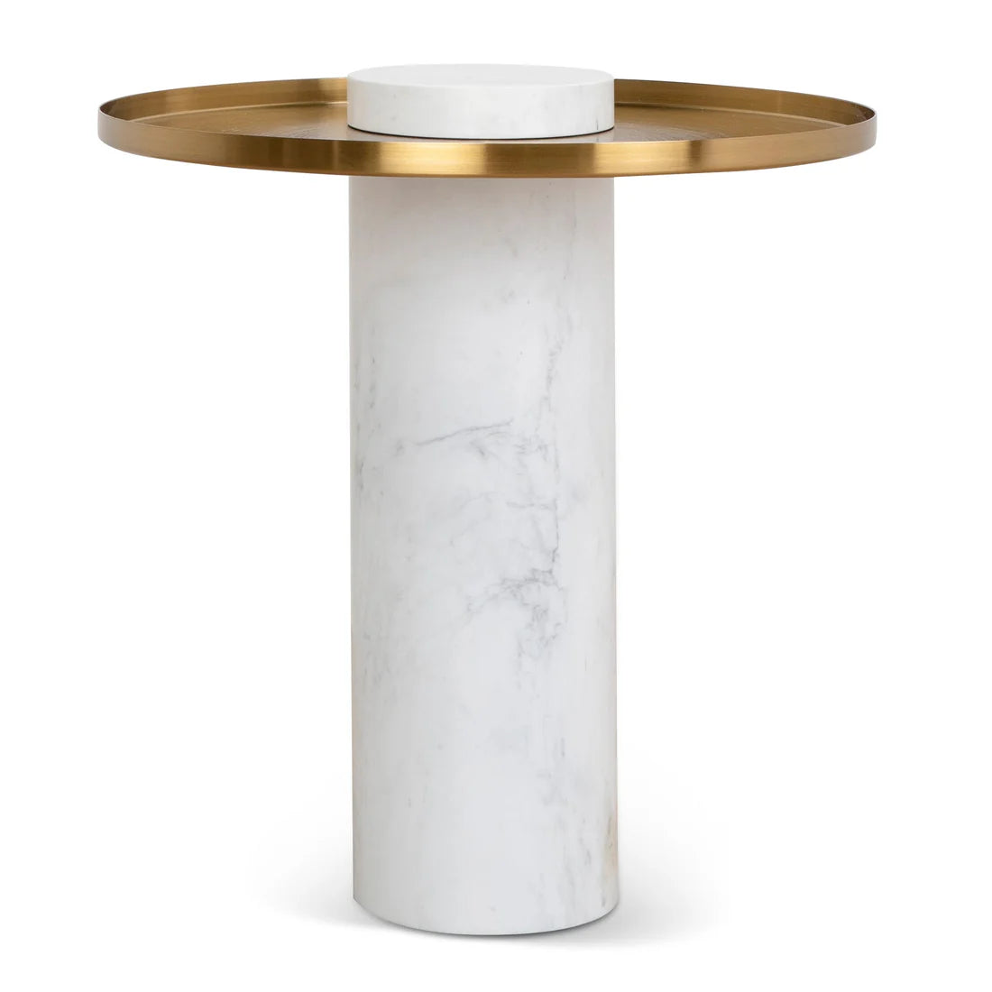 Marcela Round Side Table -  Brushed Gold/Carrara Marble