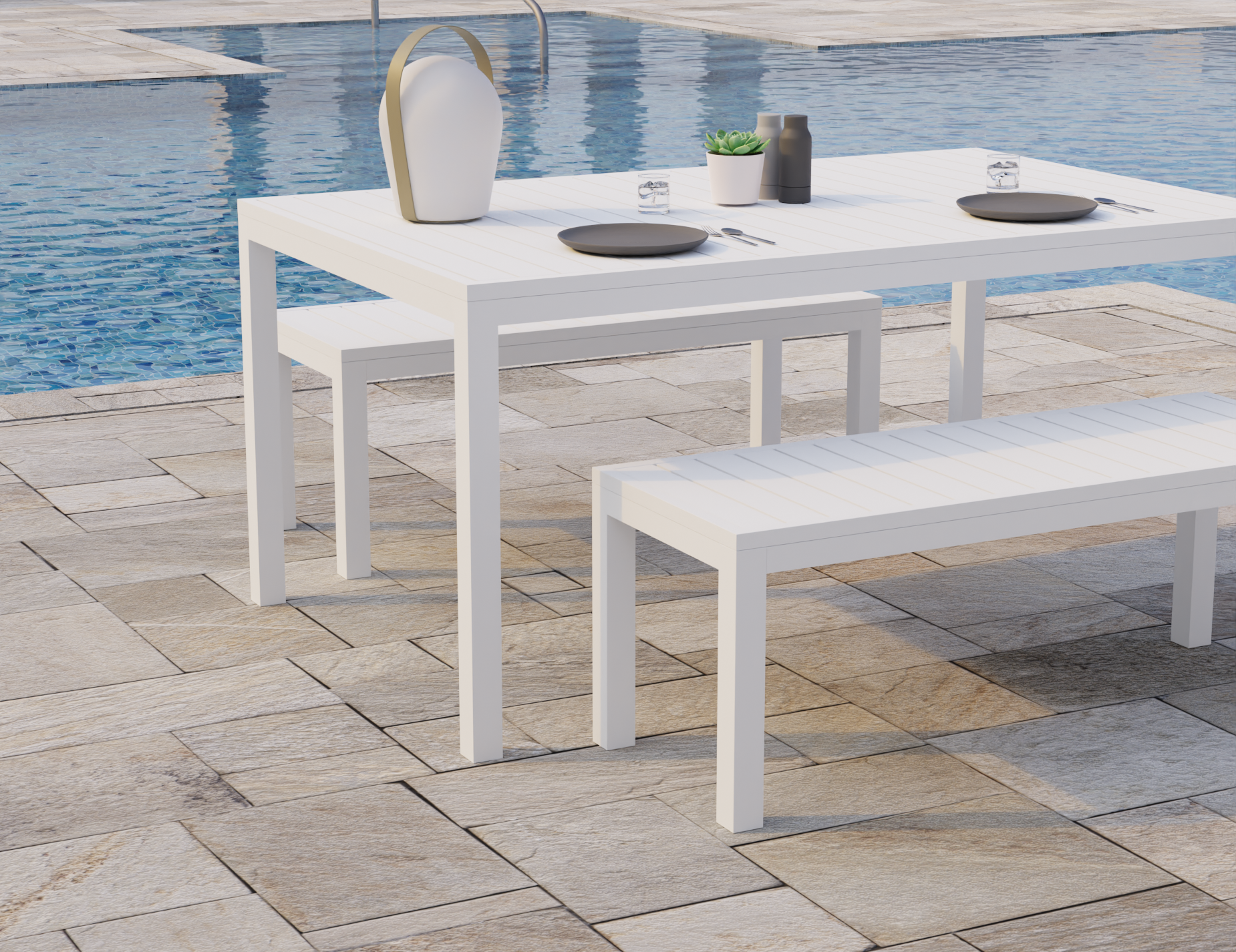 Halki Outdoor Bench Seat - 1.2m - White