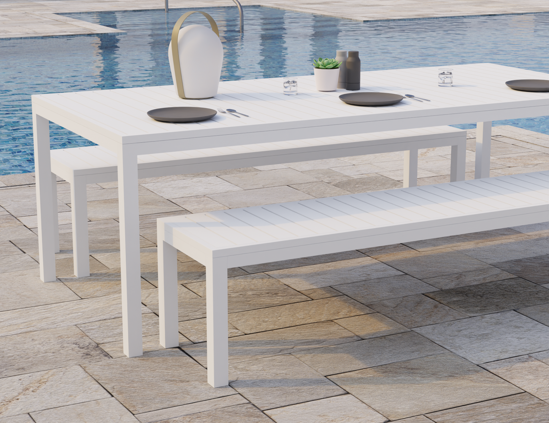 Halki Outdoor Bench Seat - 1.9m - White