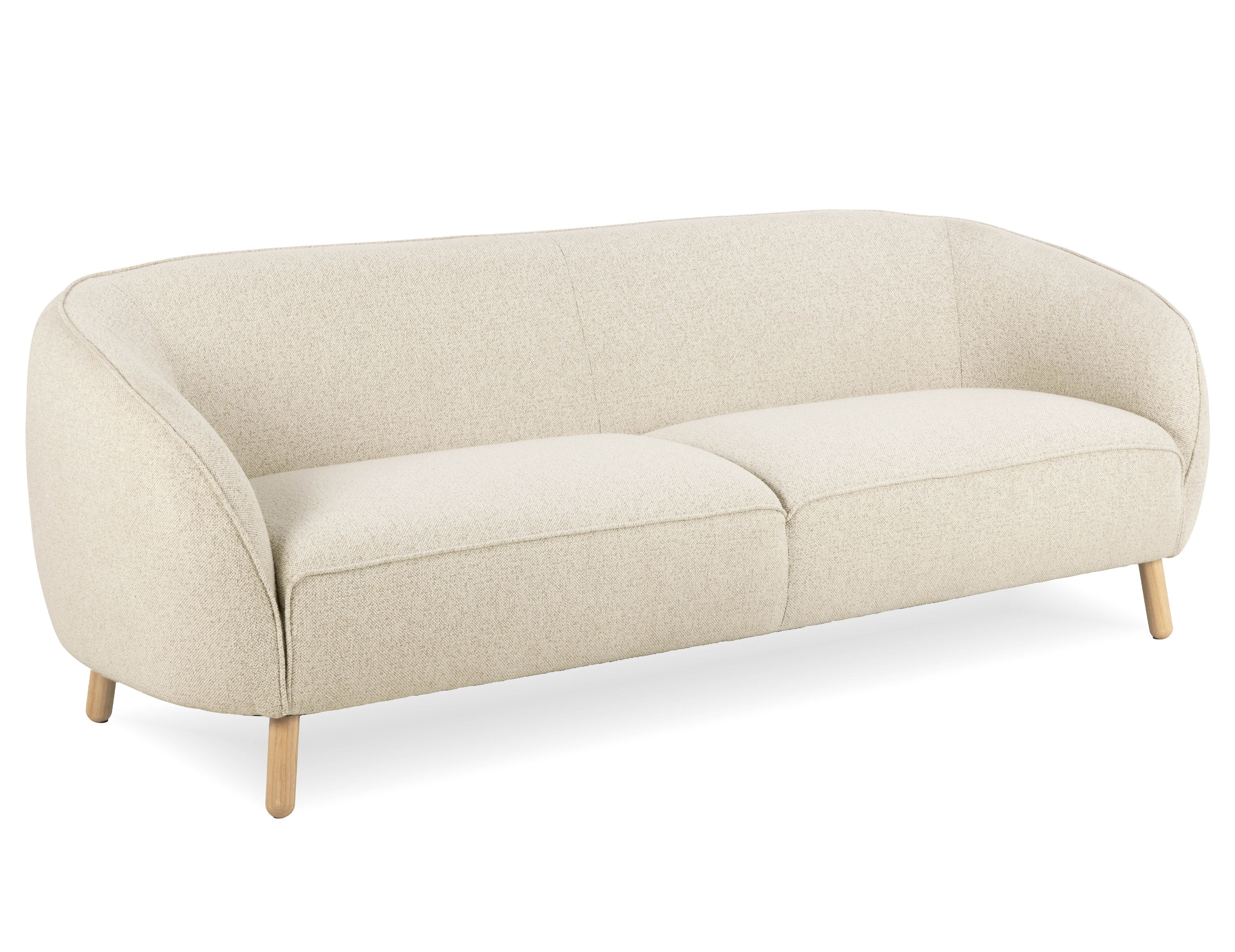 Willow 3 Seat Sofa - Oak - Ivory Cream Fabric