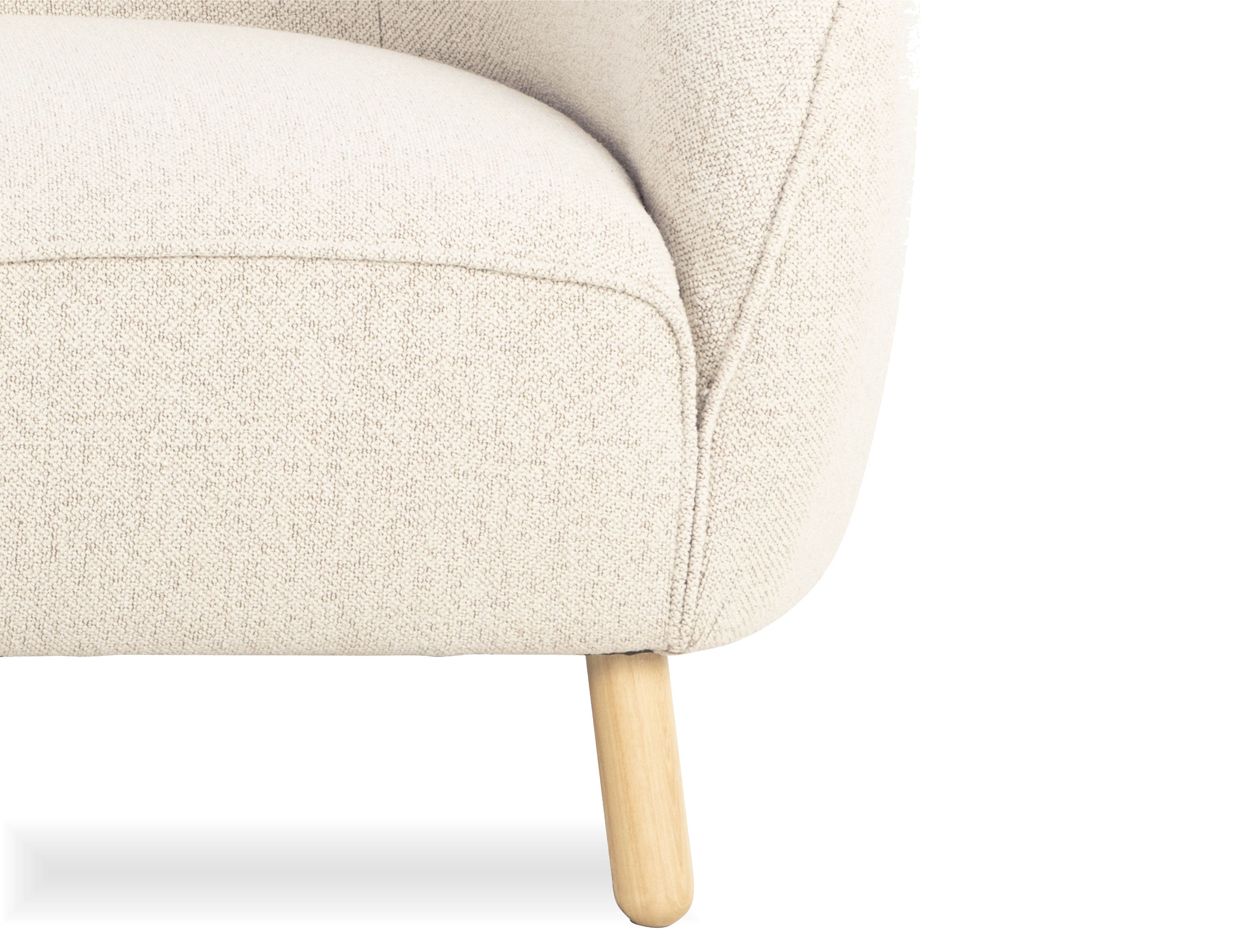 Willow 3 Seat Sofa - Oak - Ivory Cream Fabric